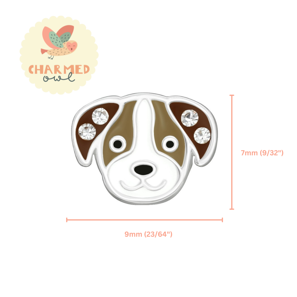 Brown Dog Stud Earrings - 925 Sterling Silver