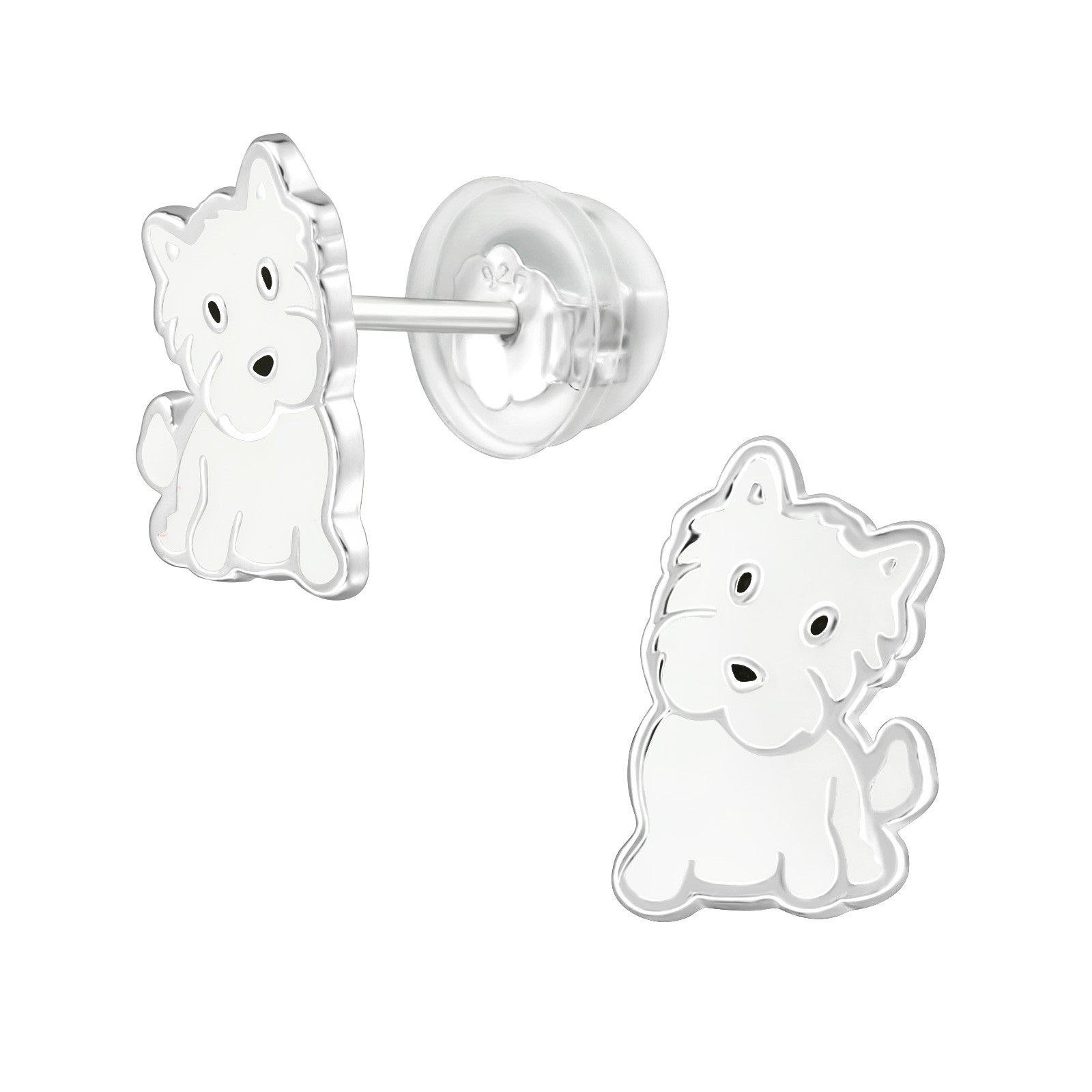 Westie Dog Stud Earrings - 925 Sterling Silver