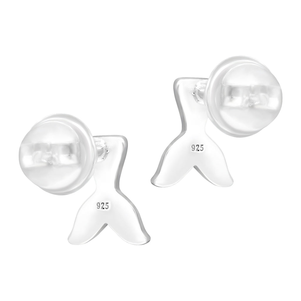 Mermaid Tail Stud Earrings - 925 Sterling Silver