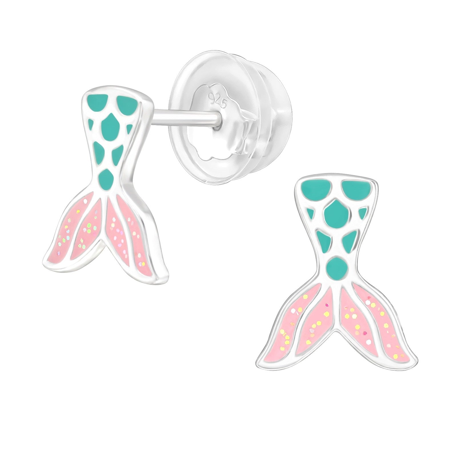 Mermaid Tail Stud Earrings - 925 Sterling Silver