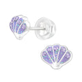 Purple Shell Stud Earrings - 925 Sterling Silver