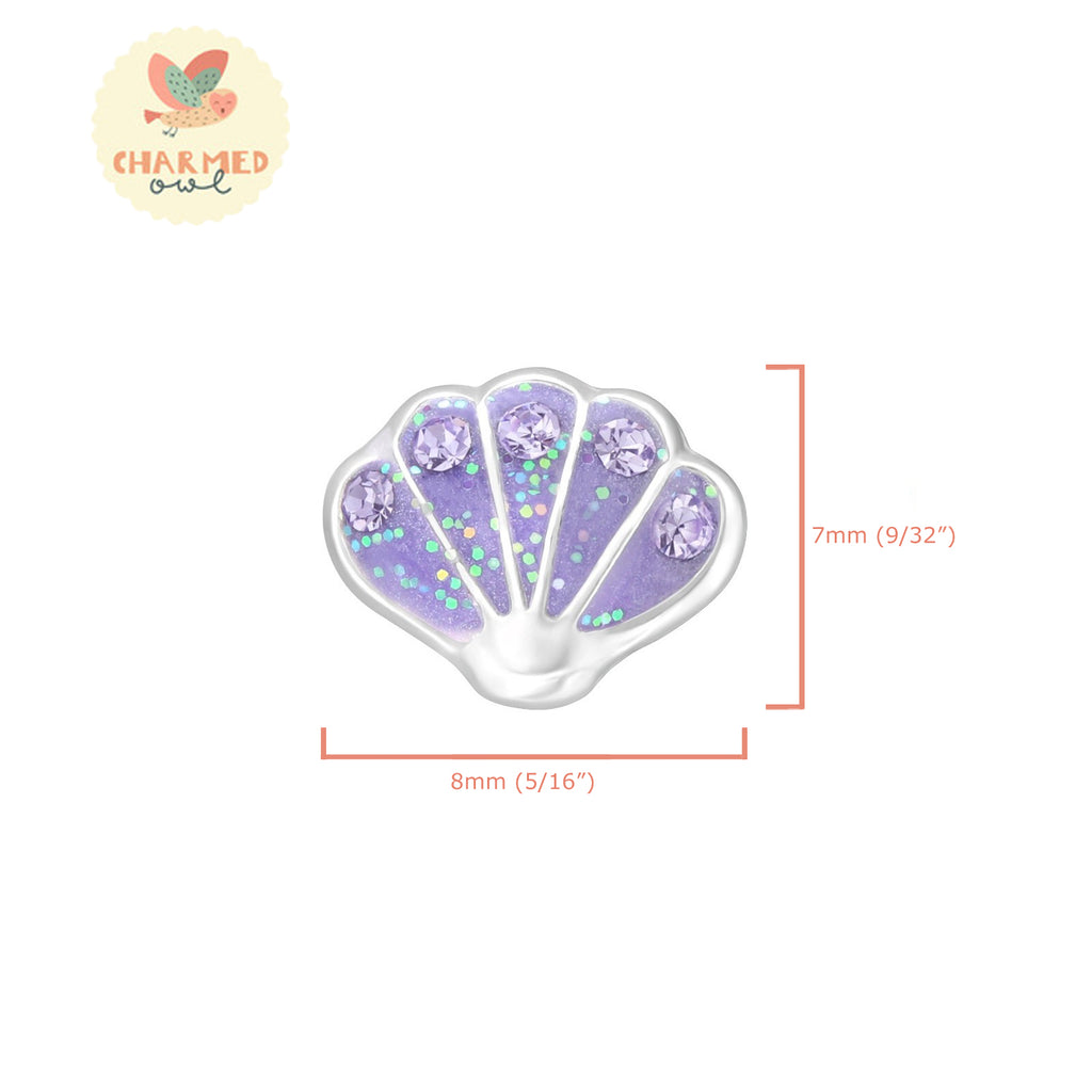 Purple Shell Stud Earrings - 925 Sterling Silver