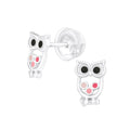 Pink Owl Stud Earrings - 925 Sterling Silver