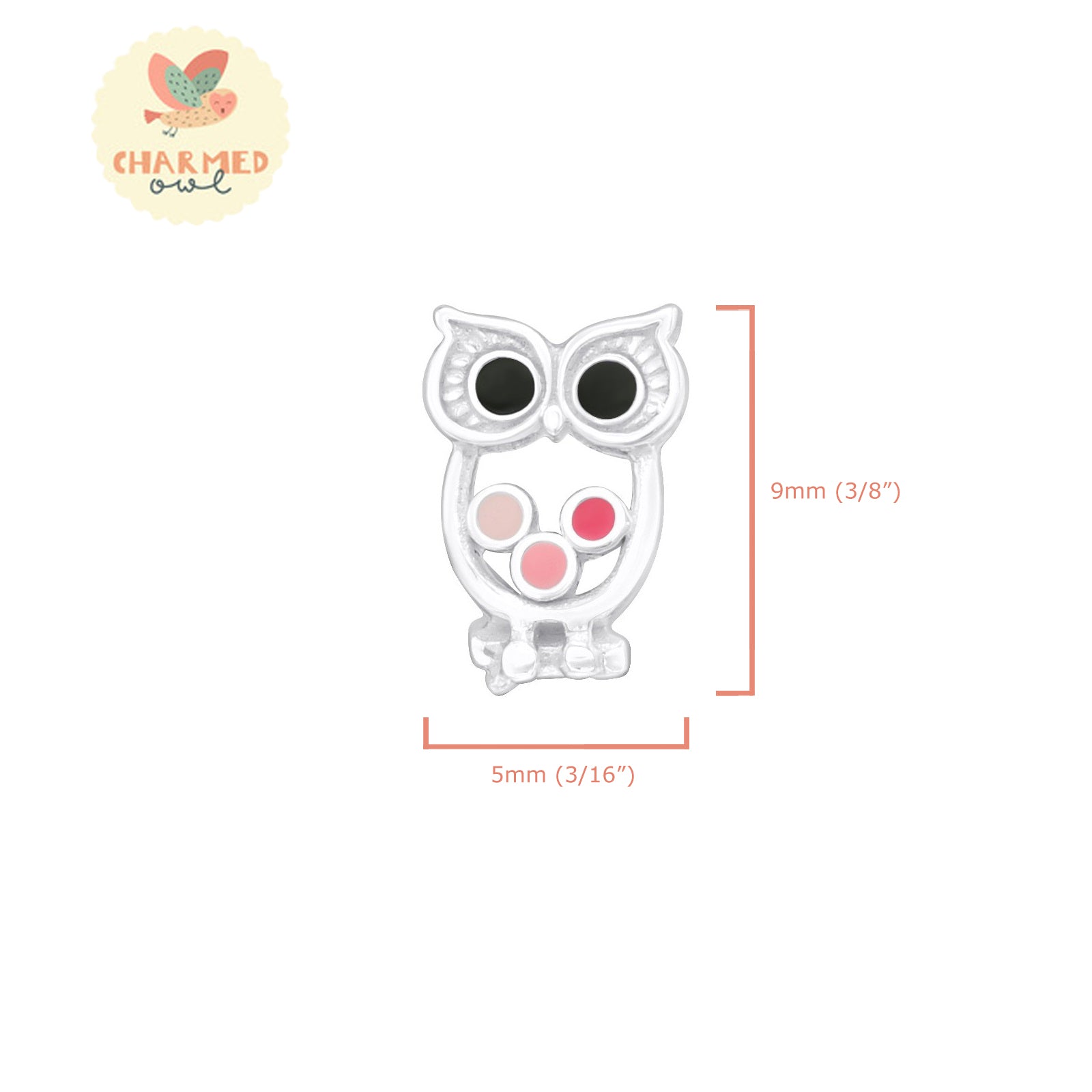 Pink Owl Stud Earrings - 925 Sterling Silver