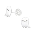 Silver Ghost Stud Earrings - 925 Sterling Silver
