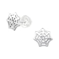 Silver Spiderweb Stud Earrings - 925 Sterling Silver