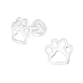 Plain Silver Dog Paw Stud Earrings - 925 Sterling Silver