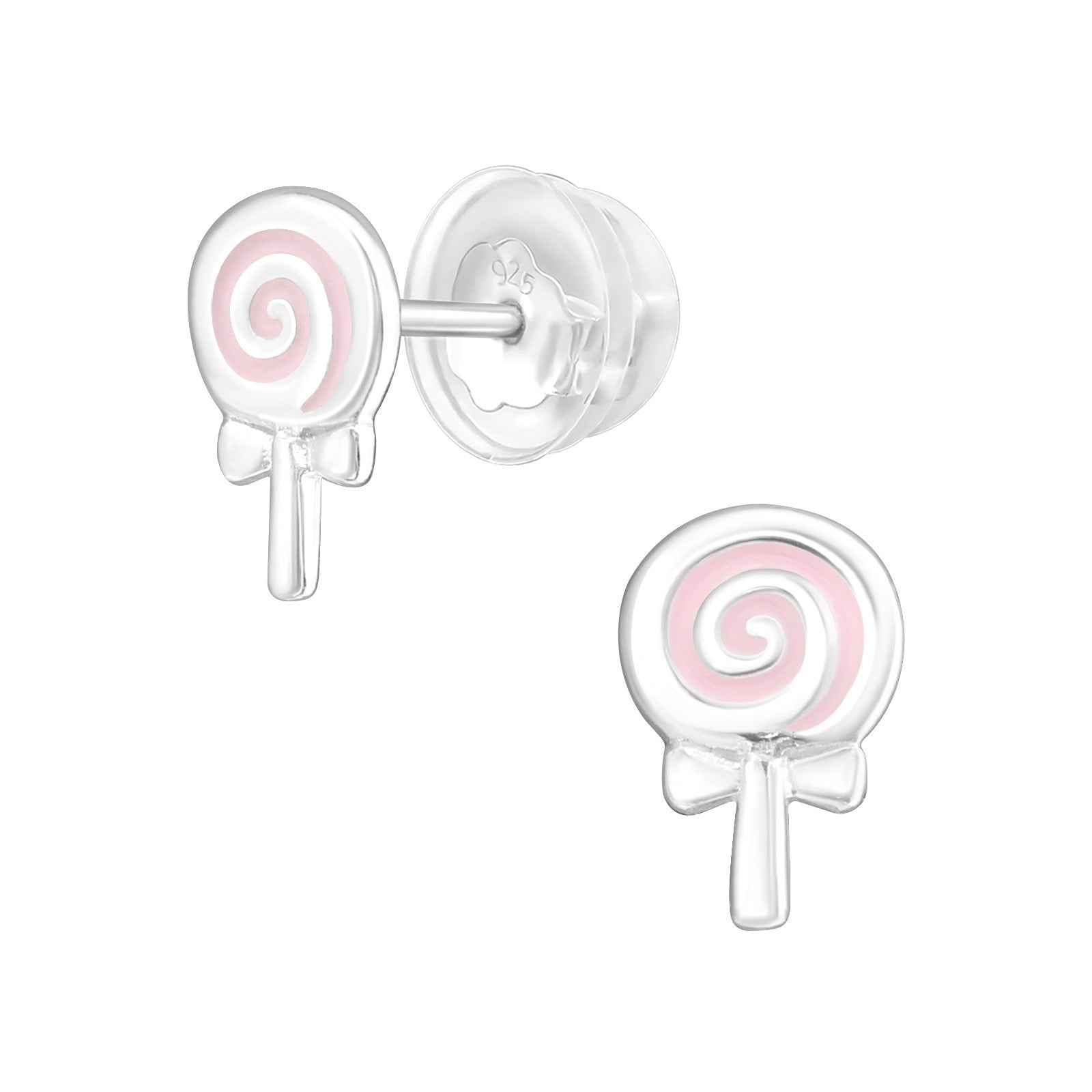 Pink Lollipop Stud Earrings - 925 Sterling Silver