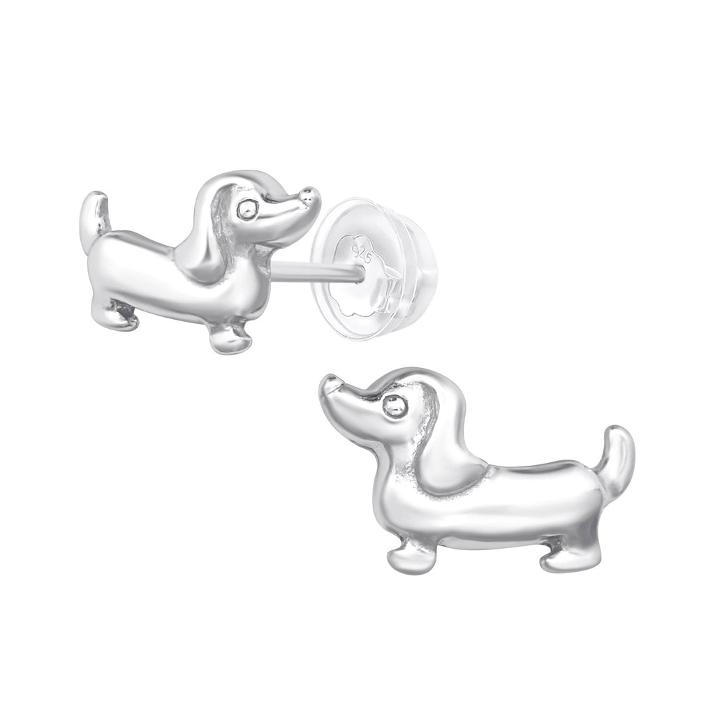 Dachshund Dog Stud Earrings - 925 Sterling Silver