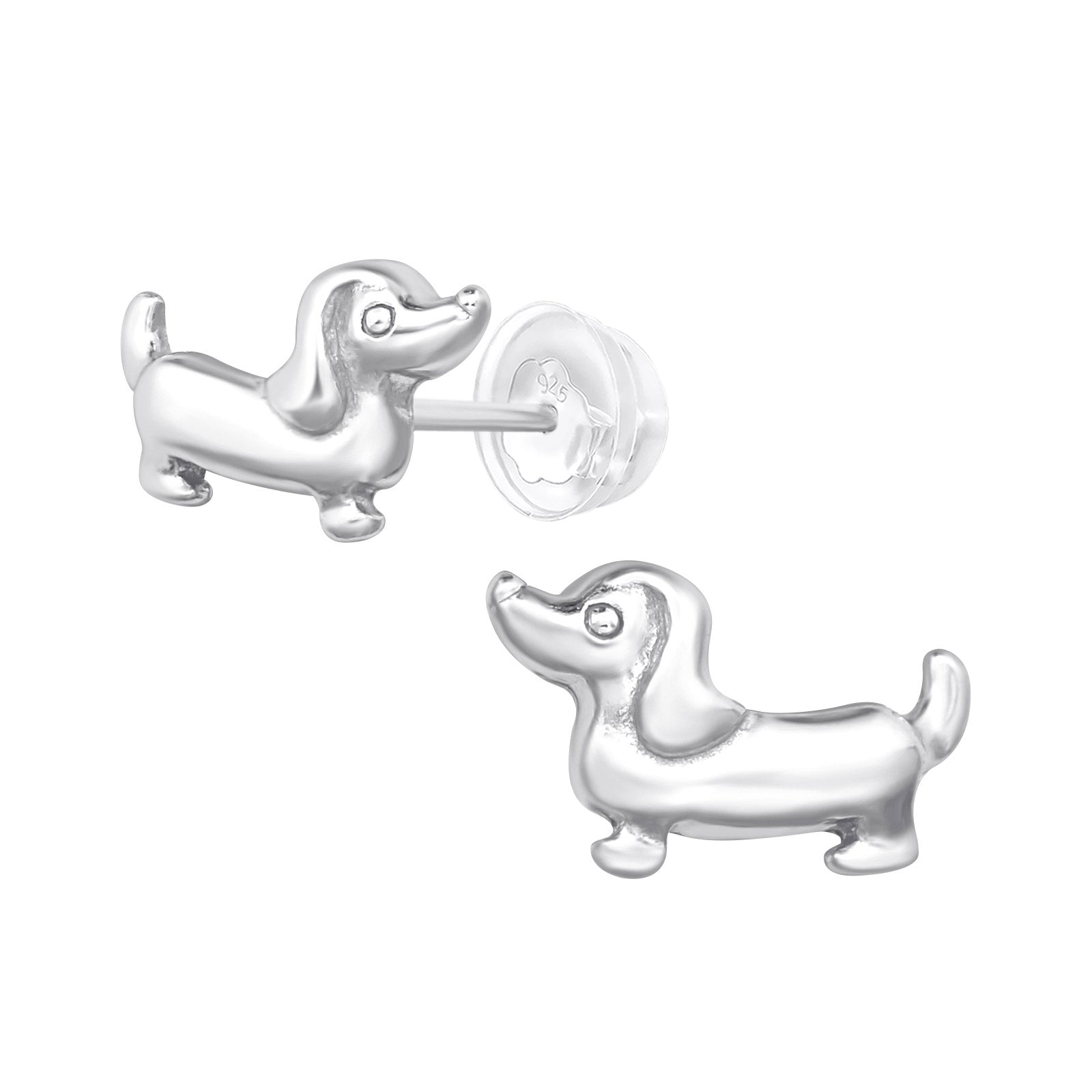 Dachshund Dog Stud Earrings - 925 Sterling Silver