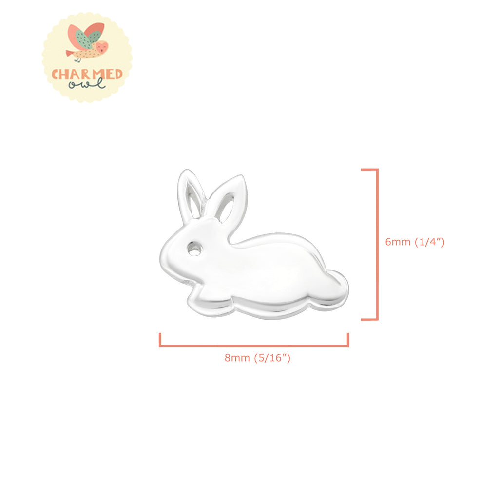 Silver Bunny  Stud Earrings - 925 Sterling Silver