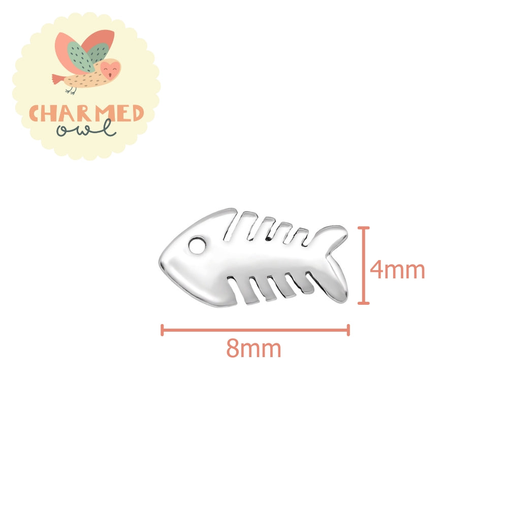 Fishbones Nautical Stud Earrings - 925 Sterling Silver