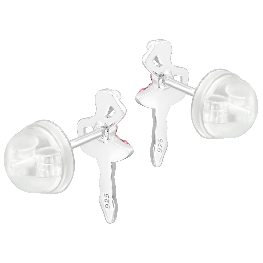 Crystal Ballerina Stud Earrings - 925 Sterling Silver