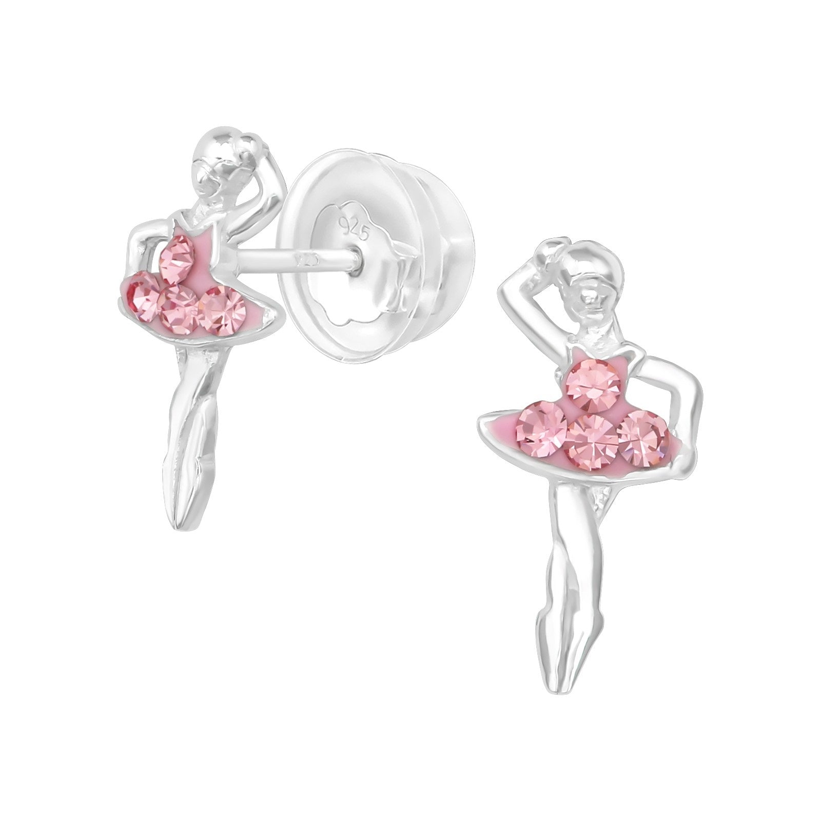 Crystal Ballerina Stud Earrings - 925 Sterling Silver