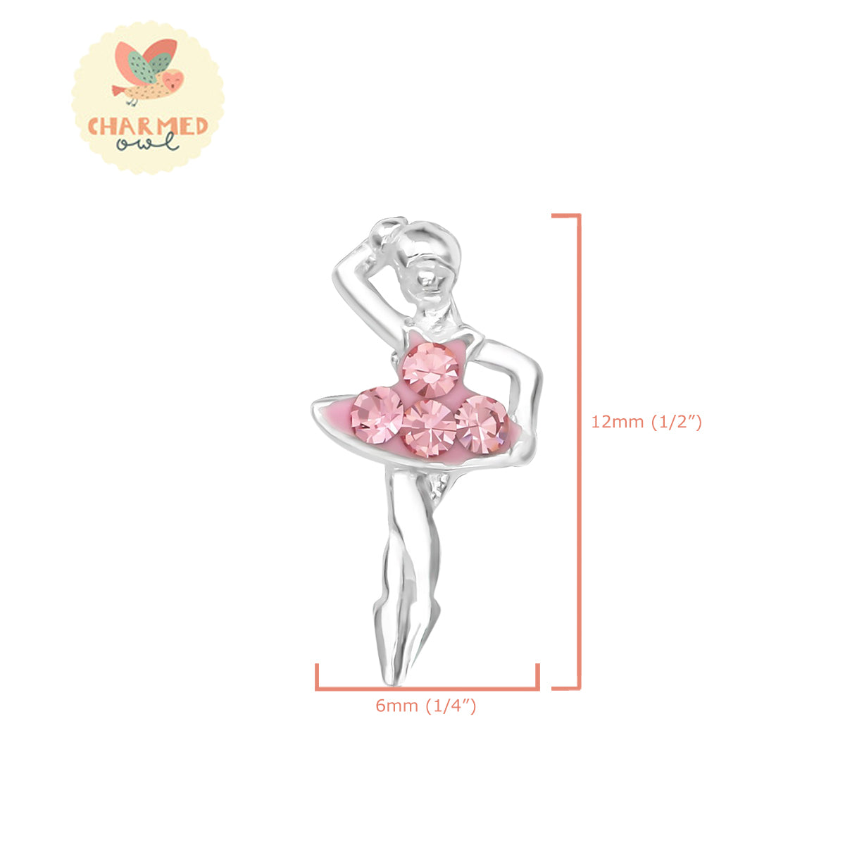 Crystal Ballerina Stud Earrings - 925 Sterling Silver