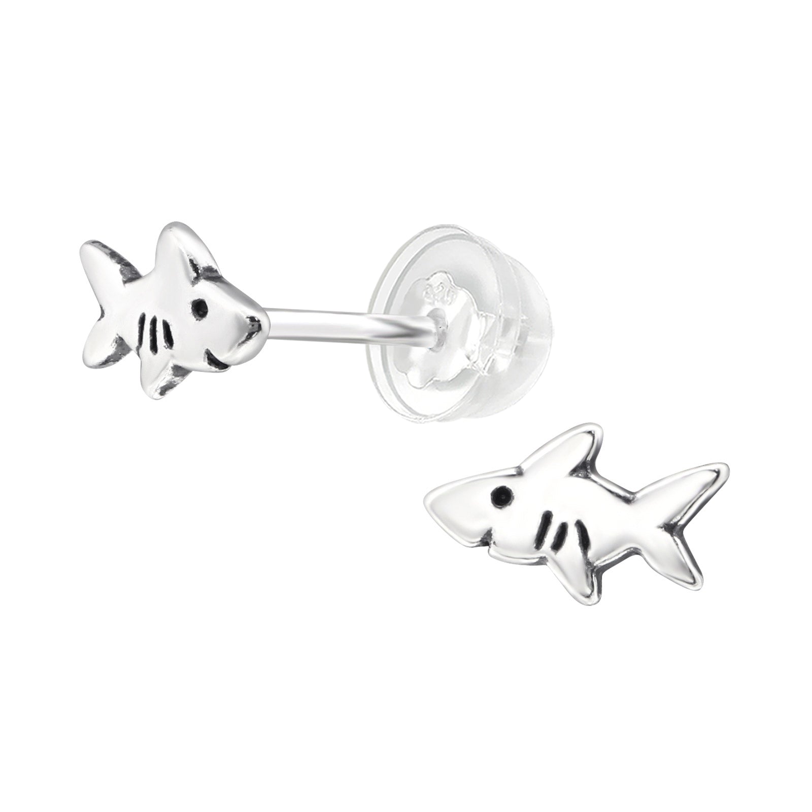 Shark Stud Earrings - 925 Sterling Silver