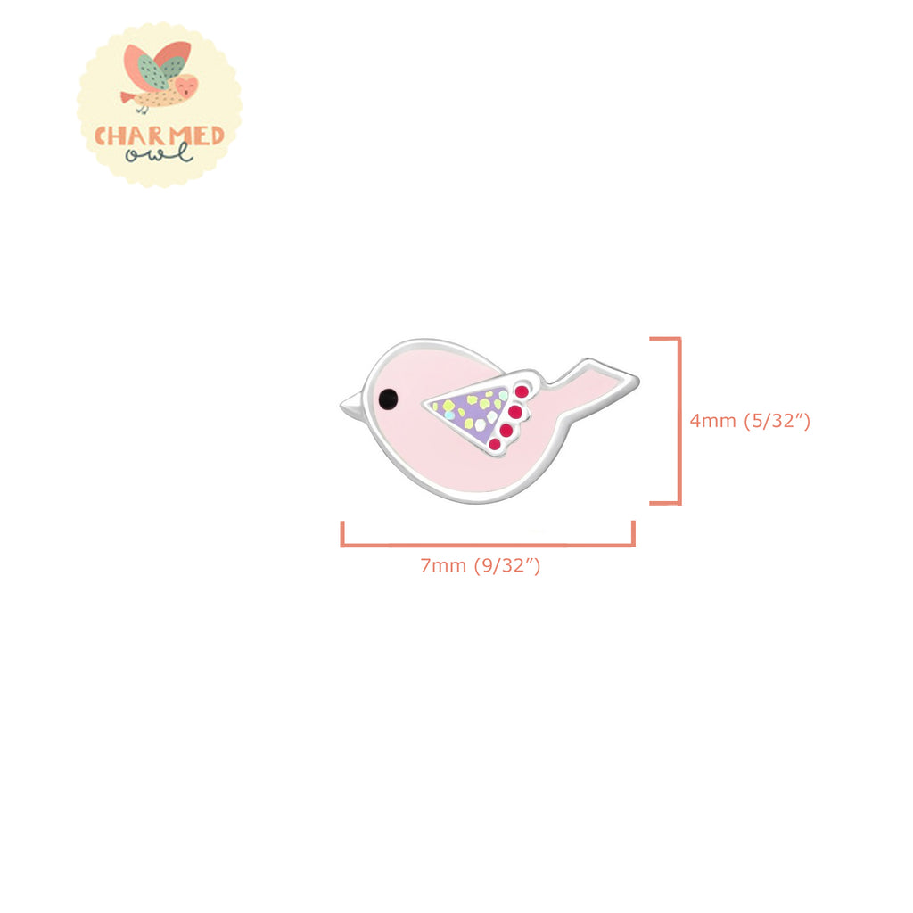 Pink Bird Stud Earrings - 925 Sterling Silver