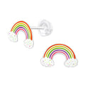 Glitter Rainbow Stud Earrings - 925 Sterling Silver