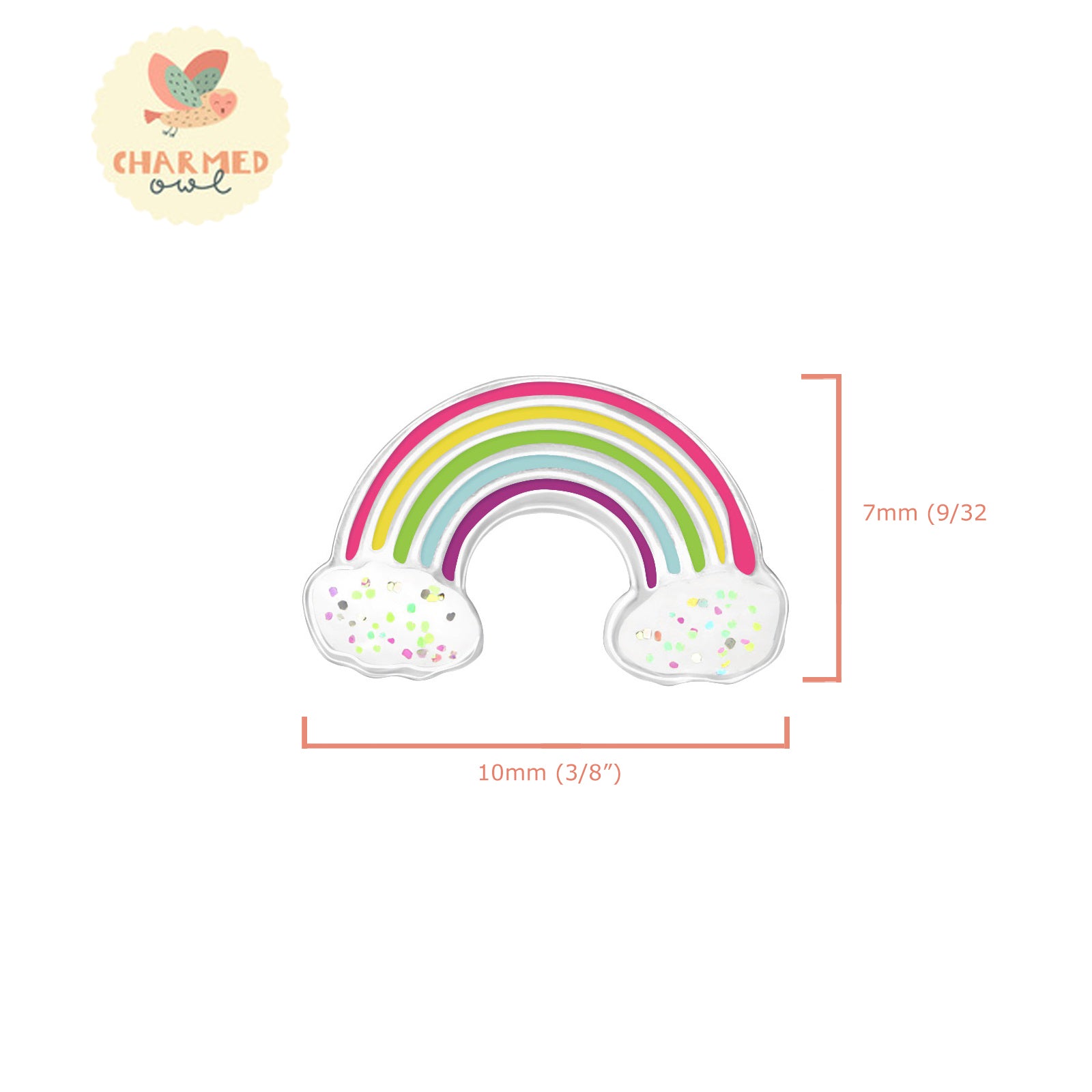 Pink Glitter Rainbow Stud Earrings - 925 Sterling Silver