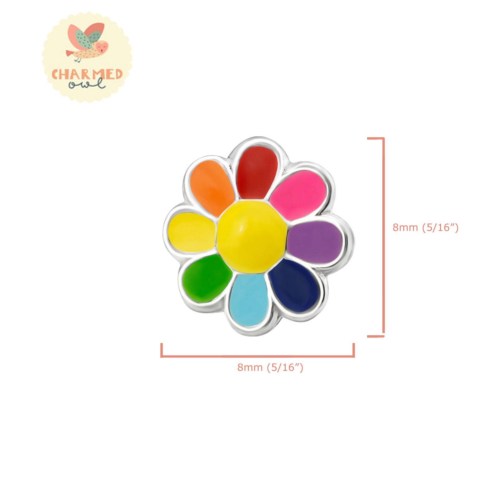 Rainbow Flower Stud Earrings - 925 Sterling Silver