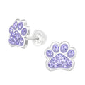 Purple Paw Dog Stud Earrings - 925 Sterling Silver